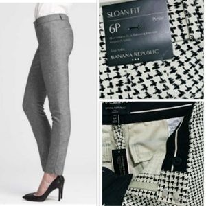 🆕 Banana Republic Ankle Pants. Houndstooth Print Tan-Black. (Waist 32”) NWT